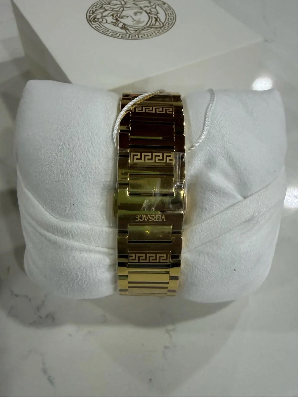 Versace Gold-Tone Bracelet Watch with Black Sunray Dial